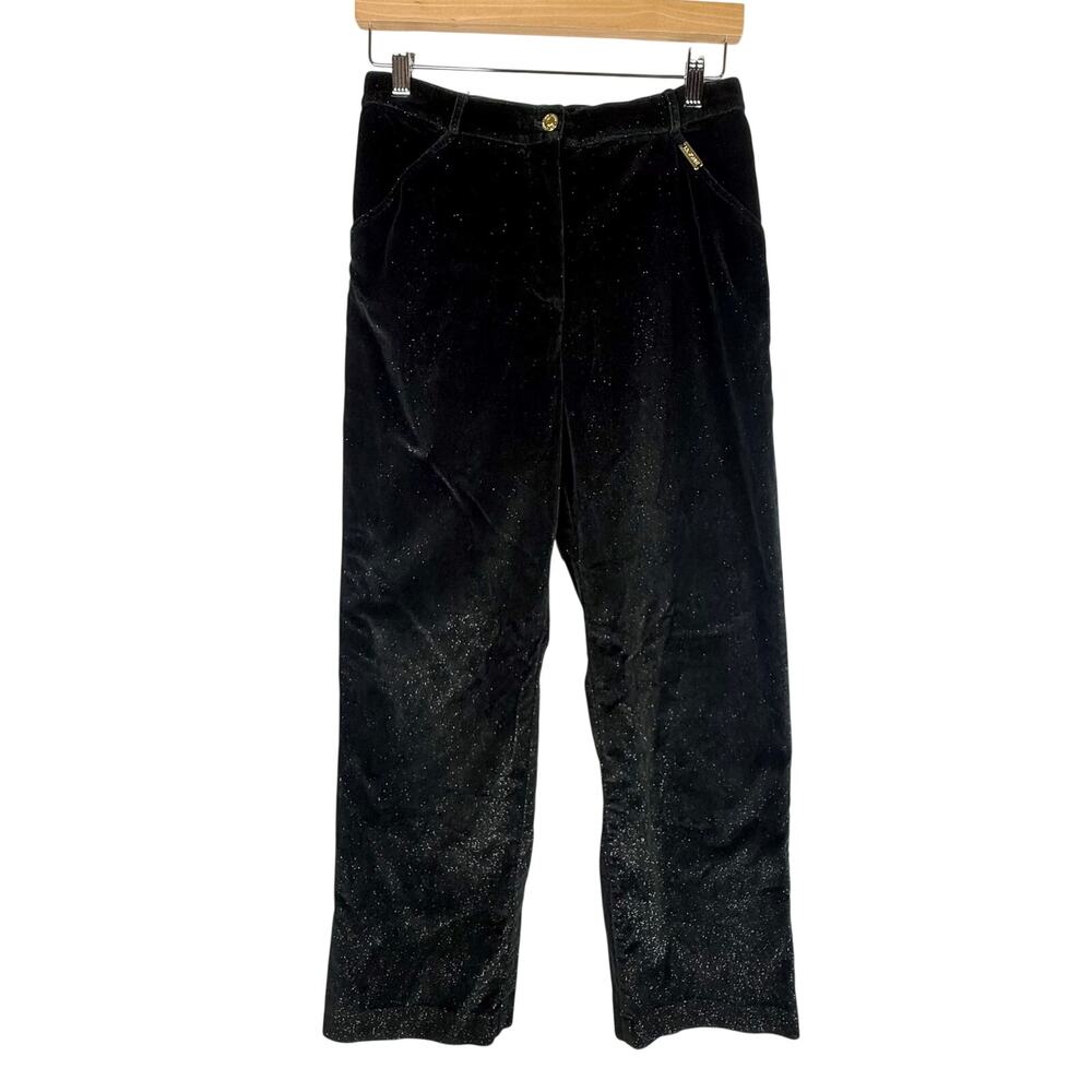 St. John Sport Black Velour Sparkle Pants Size 6